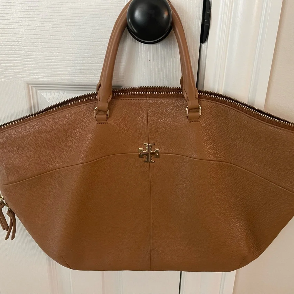 Tory Burch Cognac Pebbled Leather Tote - Picture 1 of 4